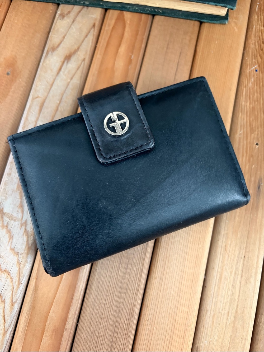 Giani Bernini Black Soft Leather Kiss lock Card Wallet